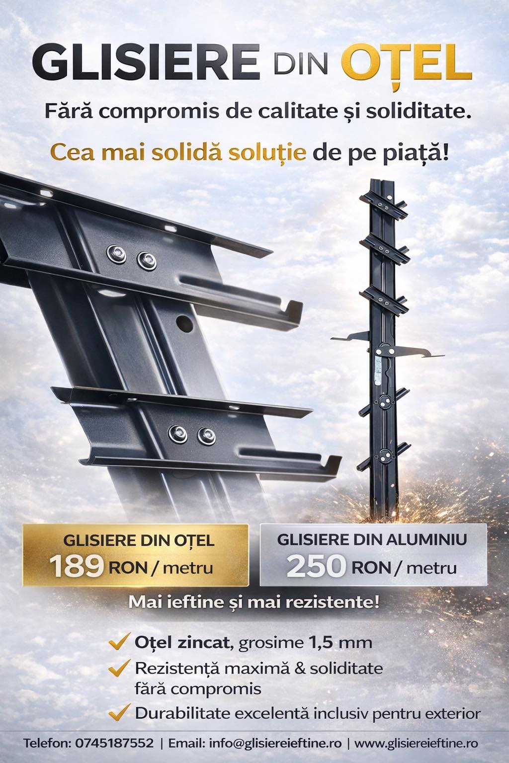 Glisiere metalice cu lamele orientabile – Sistemul complet pentru închiderea terasei GLISIERE IEFTINE