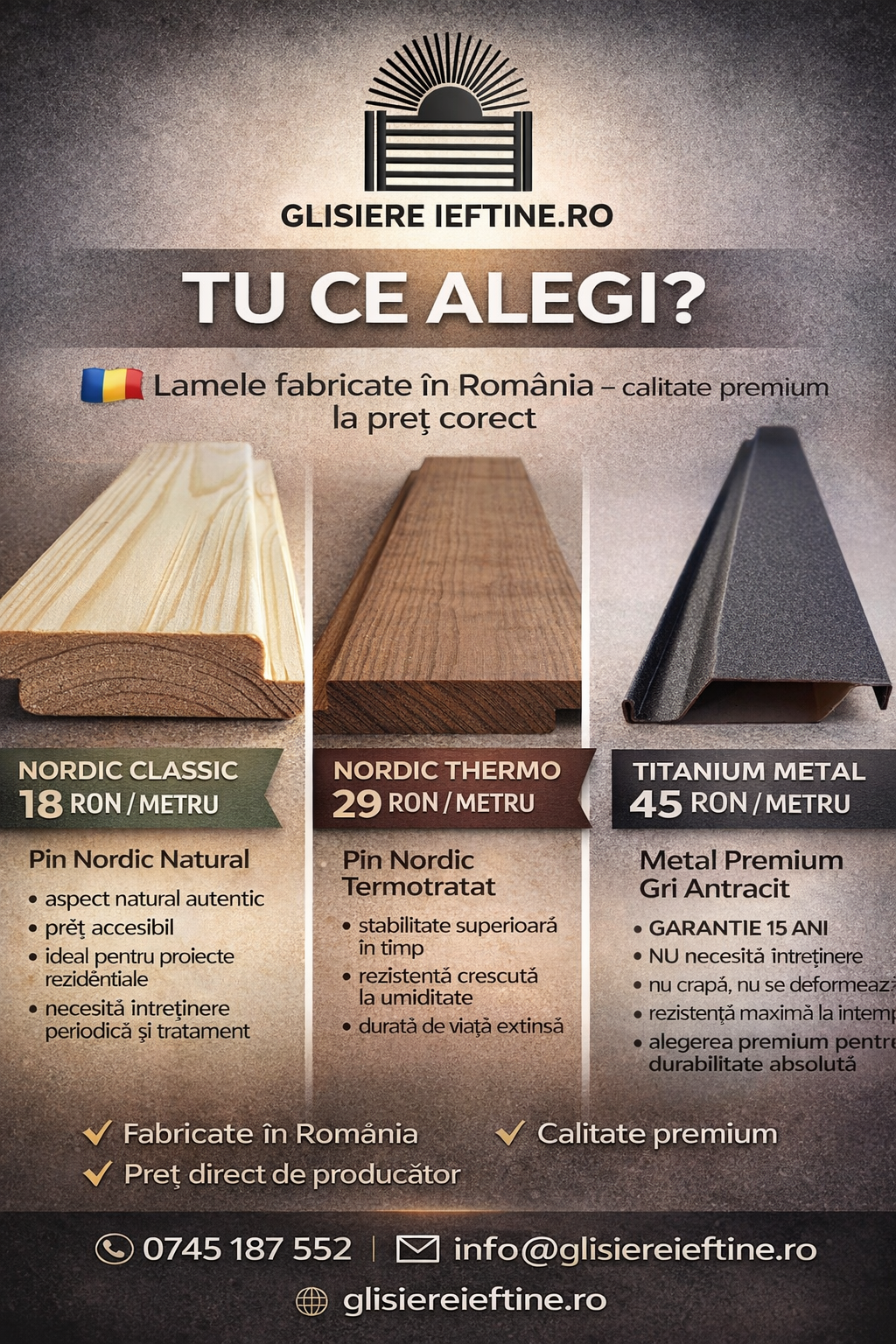 Jaluzele orientabile lemn sau metal  avantaje, dezavantaje și ce să alegi pentru pergolă GLISIERE IEFTINE