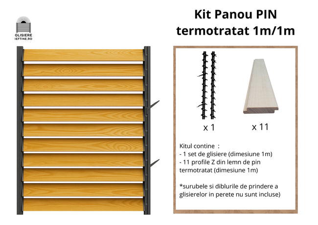 Panou 100cm -  termotratat LUMINAL - kit Glisiere 1m + 11 lamele pin termotratat 100 cm Main Image
