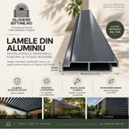 Lamelă Aluminiu Gri Antracit RAL 7016 100 cm – Profil Z pentru Jaluzele Orientabile Pergolă și Terasă GLISIERE IEFTINE