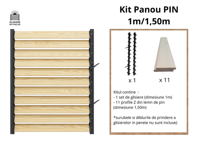 Panou 150cm LUMINAL Glisant cu Glisiere Metalice și 11 Lamele Z Pin Natur H 100 cm - L 150cm – Sistem Tip Jaluzea pentru Pergole și Terase Main Image