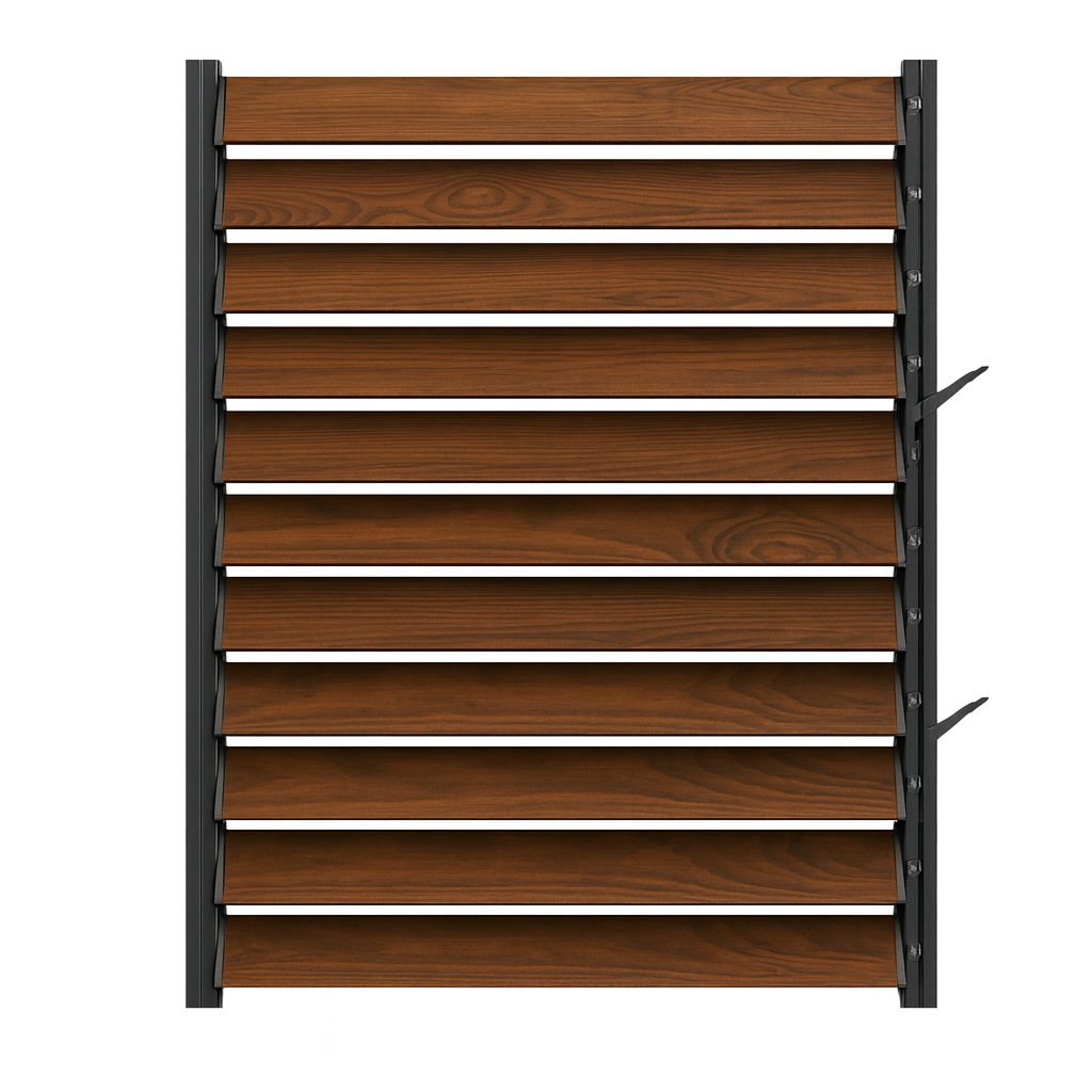 Panou LUMINAL cu Glisiere Metalice + 11 Lamele Metalice 120 cm (H 100cm - L 120cm) – Sistem Tip Jaluzea Premium pentru Pergole și Terase GLISIERE IEFTINE