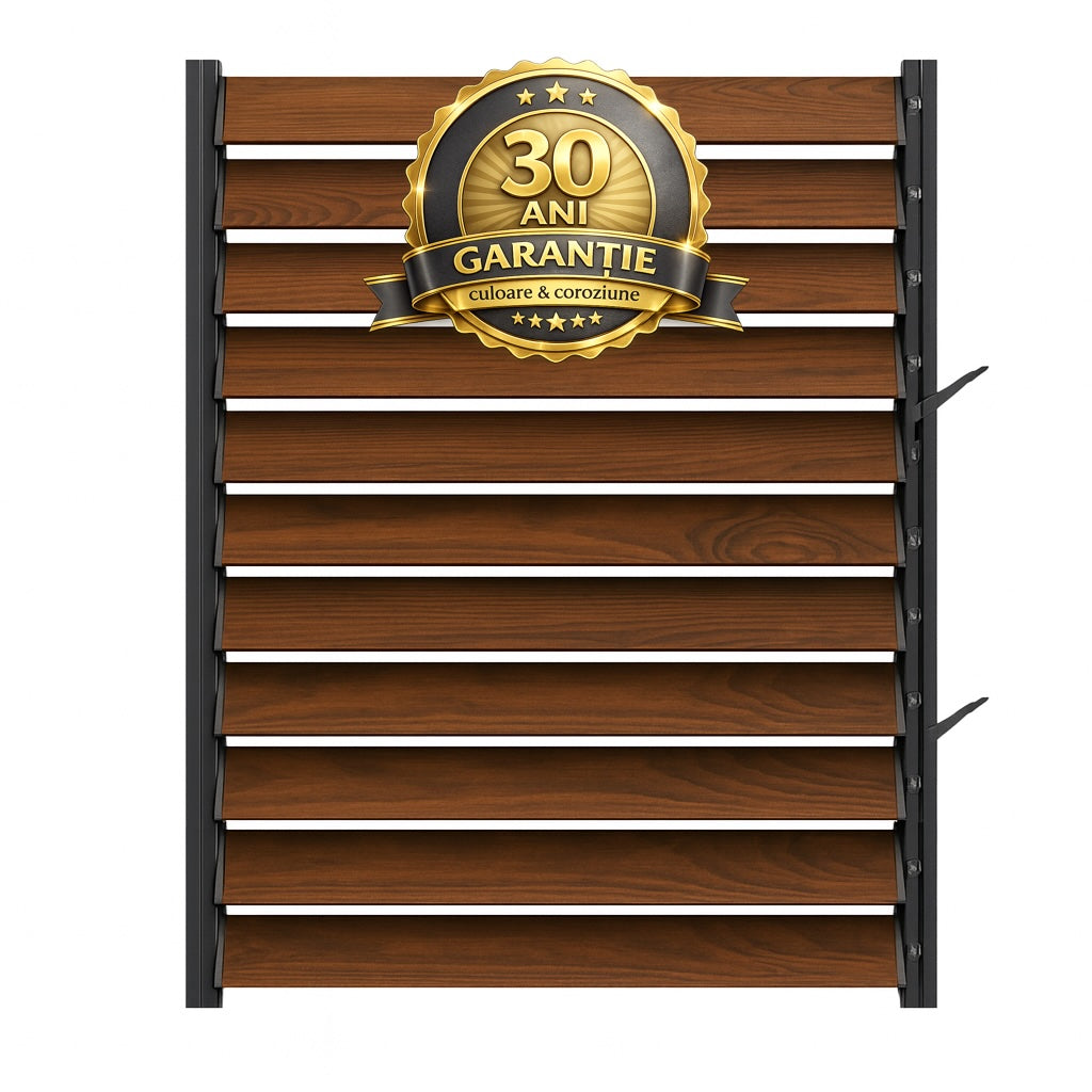Panou 120CM LUMINAL cu Glisiere Metalice + 11 Lamele Metalice 120 cm - dimensiuni panou (H 100cm - L 120cm) – Sistem Tip Jaluzea Premium pentru Pergole și Terase PANOU 1,20M METAL