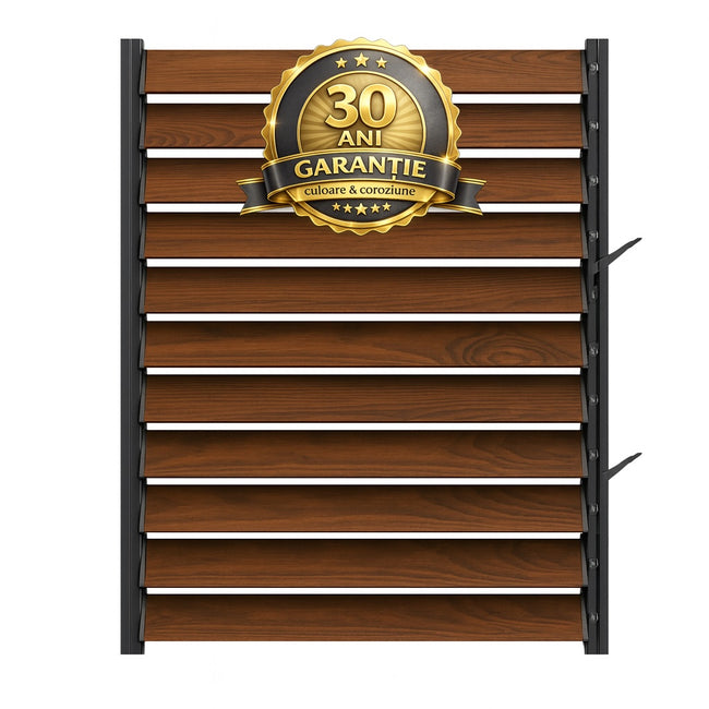 Panou 100cm LUMINAL cu Glisiere Metalice + 11 Lamele Metalice 100 cm-  dimensiuni panou (H 100cm - L 100cm) – Sistem Tip Jaluzea Premium pentru Pergole și Terase Main Image
