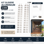 KIT Glisiere Aluminiu 2,5M (2x1,25M) – Sistem Jaluzele Orientabile Terasă Exterior – 12 Lamele / Modul KIT 1M