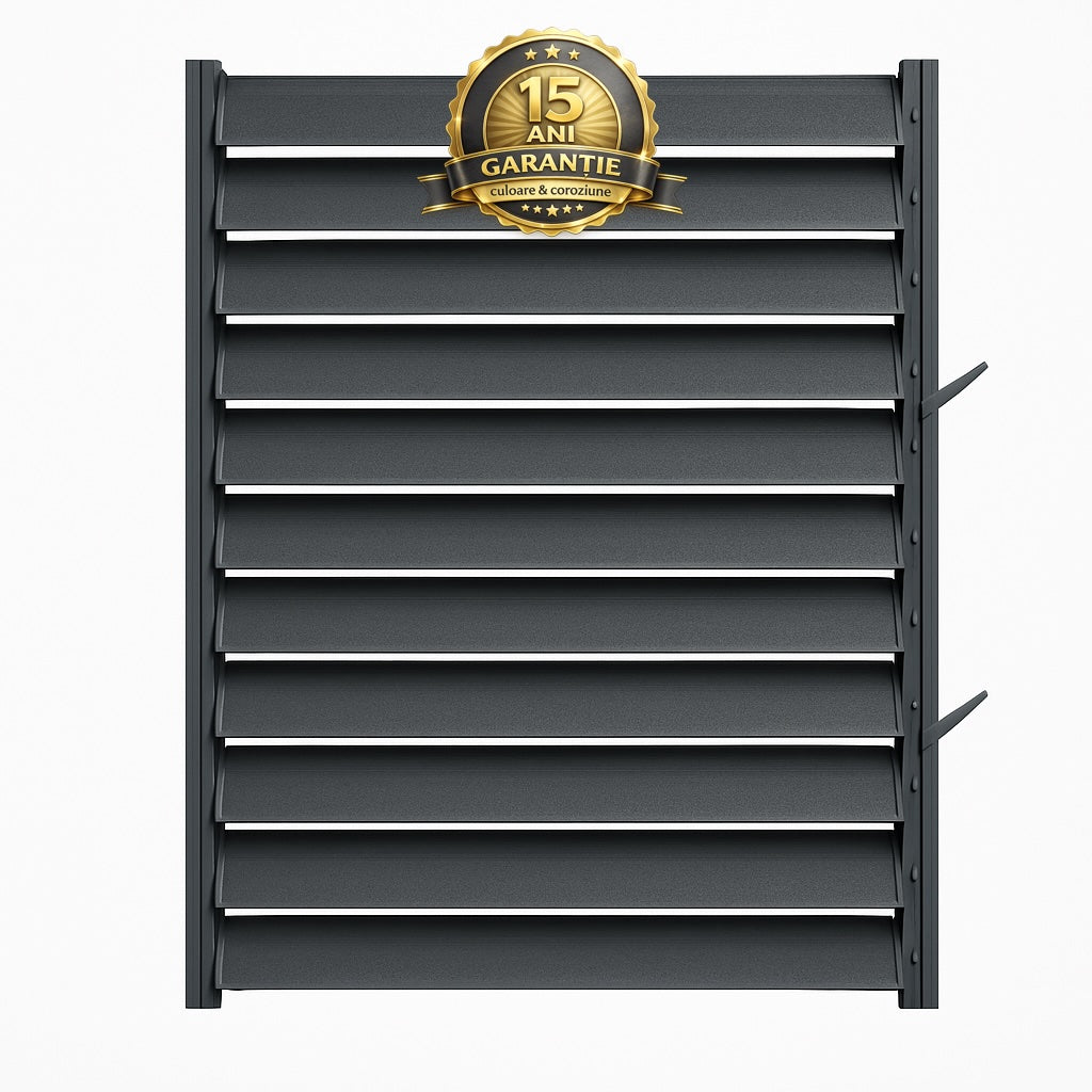 Panou 120CM LUMINAL cu Glisiere Metalice + 11 Lamele Metalice 120 cm - dimensiuni panou (H 100cm - L 120cm) – Sistem Tip Jaluzea Premium pentru Pergole și Terase PANOU 1,20M METAL