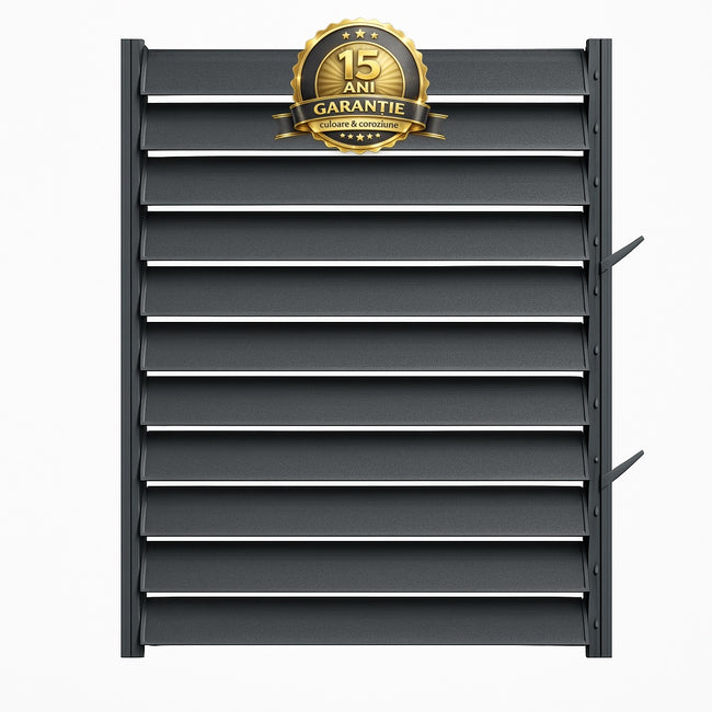 Panou 120CM LUMINAL cu Glisiere Metalice + 11 Lamele Metalice 120 cm - dimensiuni panou (H 100cm - L 120cm) – Sistem Tip Jaluzea Premium pentru Pergole și Terase PANOU 1,20M METAL Hover Image
